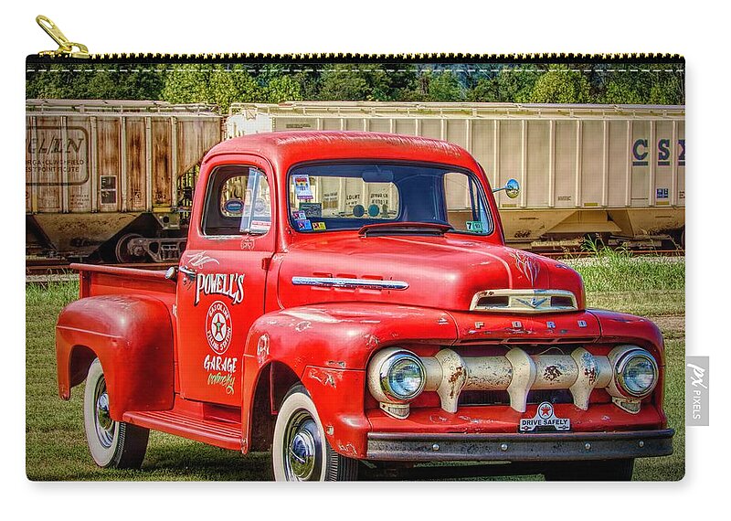 Carry-all Pouch featuring the photograph Old Red Truck by Jack Wilson