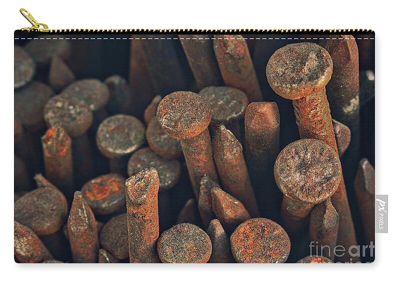 Built Structure Zip Pouch featuring the photograph Old Rusty Nails by Alper Doruk