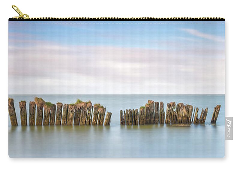 Breakwater Zip Pouch featuring the photograph Old seawall in lake IJsselmeer by Jenco van Zalk