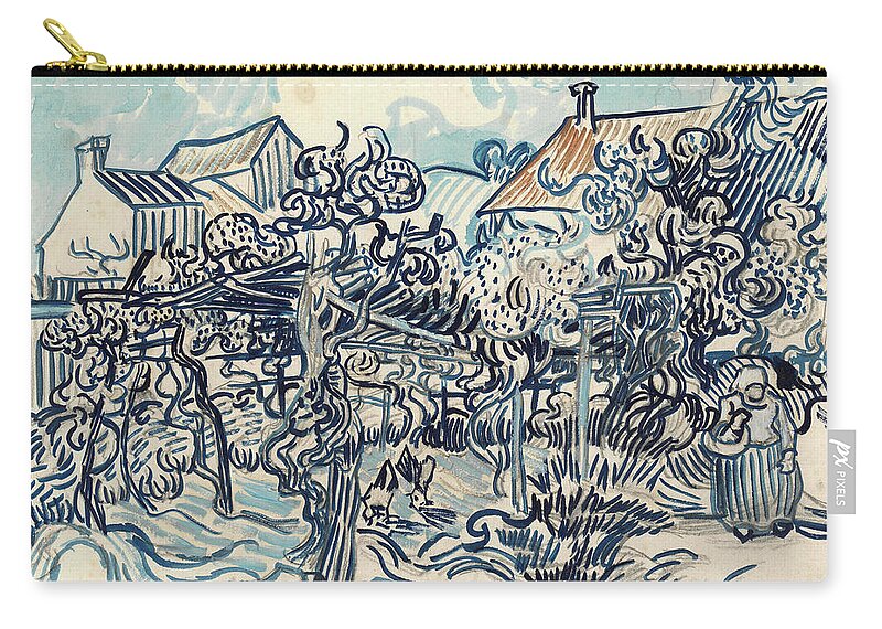 Vincent Van Gogh Zip Pouch featuring the painting Old Vineyard with Peasant Woman by Vincent Van Gogh