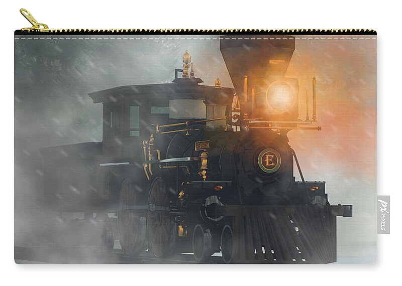 Train Zip Pouch featuring the digital art Old West Steam Train by Daniel Eskridge