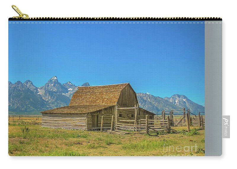 Grand Teton Zip Pouch featuring the photograph Old wooden Barn Grand Teton by Benny Marty
