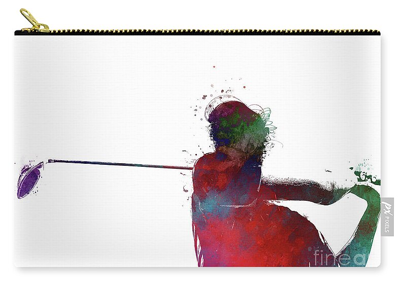 Golf Zip Pouch featuring the digital art Olf Player Sport Art by Justyna Jaszke JBJart