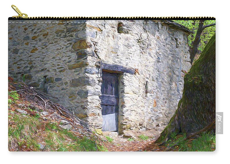 Joan Carroll Zip Pouch featuring the photograph On the Trail to Rifugio Menaggio Lake Como Italy by Joan Carroll