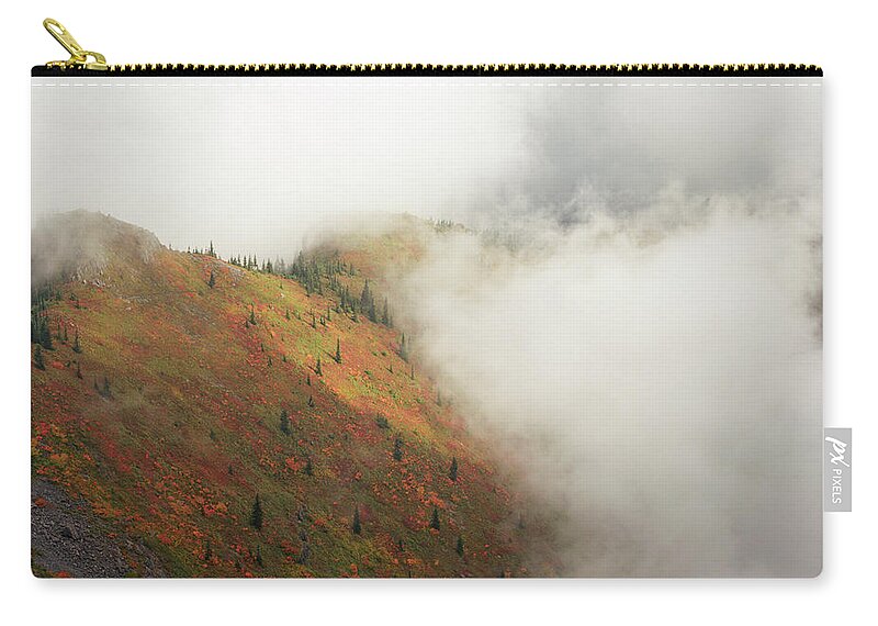 Tranquility Zip Pouch featuring the photograph On Top Of A Mountain During Autumn by Zeb Andrews