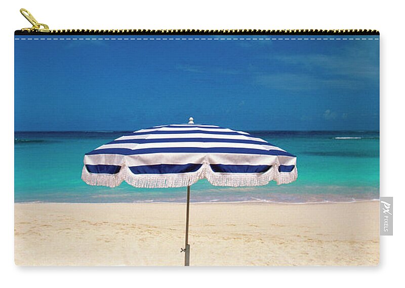 Shadow Zip Pouch featuring the photograph One Black And White Umbrella And White by Medioimages/photodisc