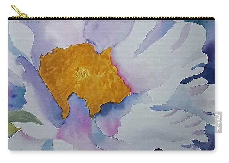 Floral Carry-all Pouch featuring the painting One White Flower by Ann Frederick