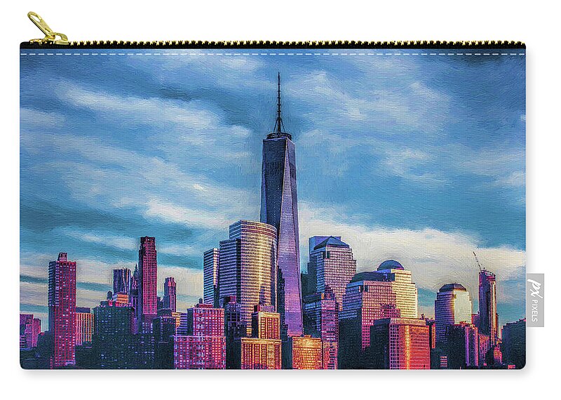Landscape Zip Pouch featuring the painting One World Trade Center, New York, United States by Dean Wittle