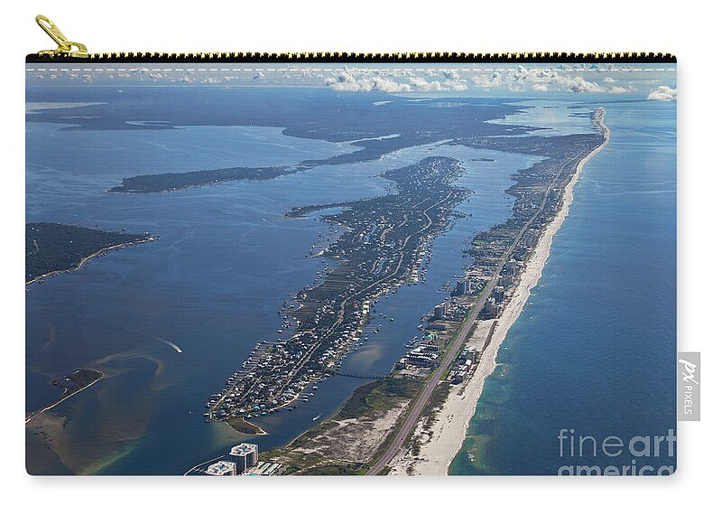 Gulf Shores Zip Pouch featuring the photograph Ono Island-5326 by Gulf Coast Aerials -