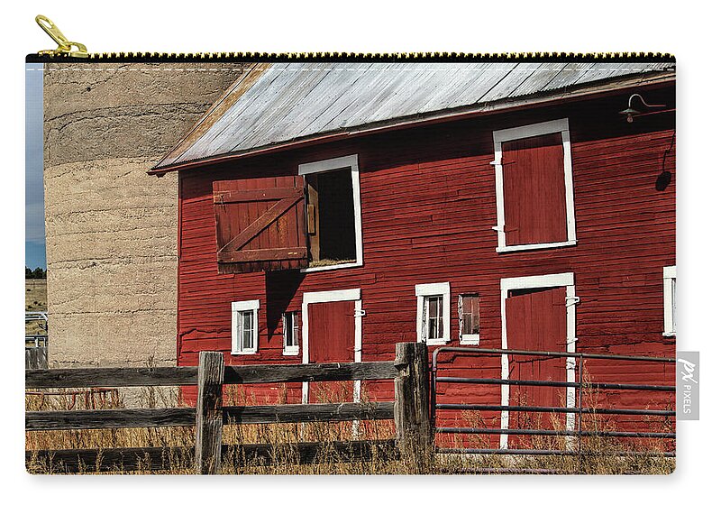 Barn Zip Pouch featuring the photograph Open Barn Door by Alana Thrower