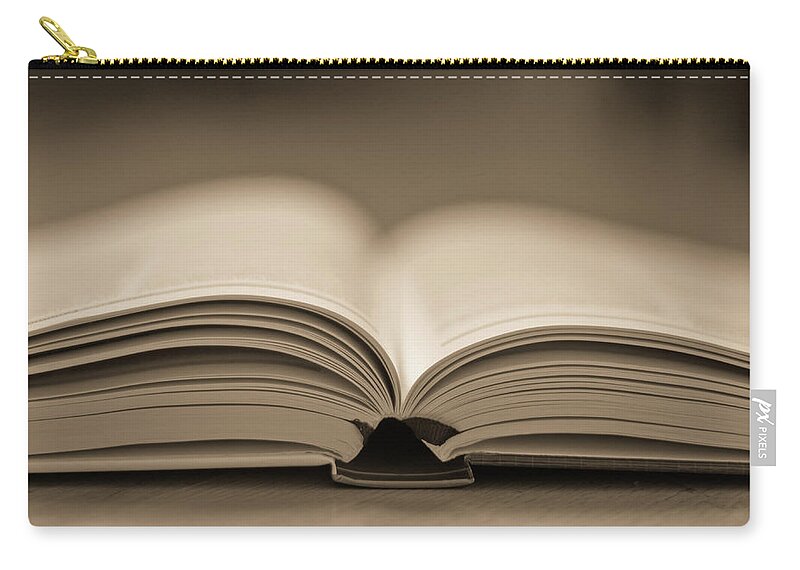 Education Carry-all Pouch featuring the photograph Open Text Book by Simon Vogt