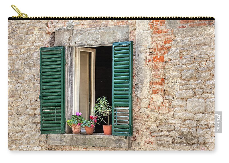 Window Carry-all Pouch featuring the photograph Open Window of Cortona by David Letts