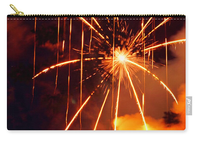 Fireworks Zip Pouch featuring the photograph Orange Fireworks by Meta Gatschenberger