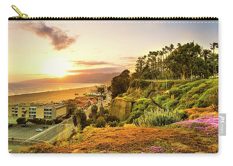 Palisades Park Zip Pouch featuring the photograph Orange Haze At Sunset by Gene Parks