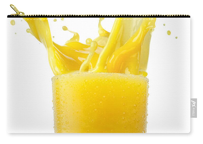 Vitamin C Zip Pouch featuring the photograph Orange Juice Splashing by Jack Andersen