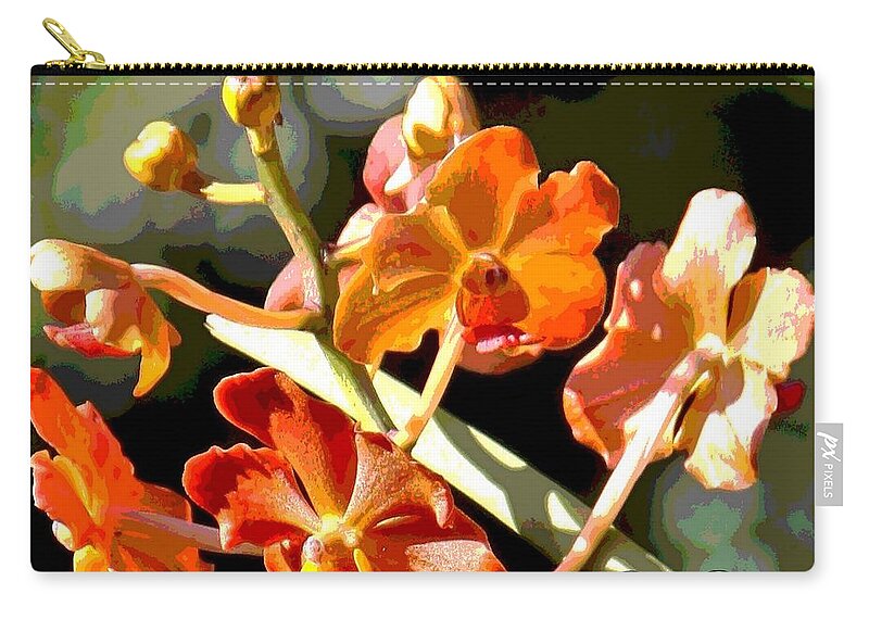 Orange Zip Pouch featuring the photograph Orange Phalaenopsis Moth Orchids by Philip And Robbie Bracco