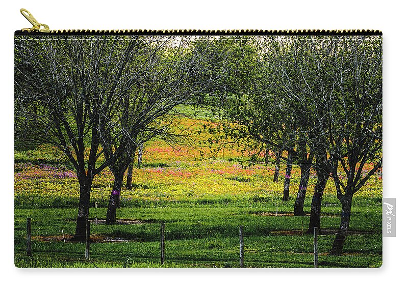 Texas Bluebonnets Zip Pouch featuring the photograph Orchard of Colors by Johnny Boyd