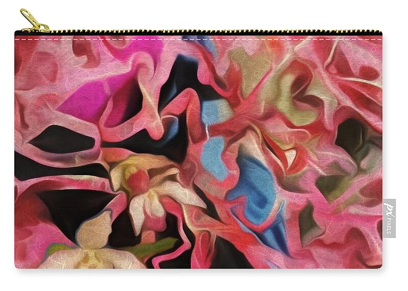 Digital Art Zip Pouch featuring the digital art Orchids and Leaves by Kathie Chicoine