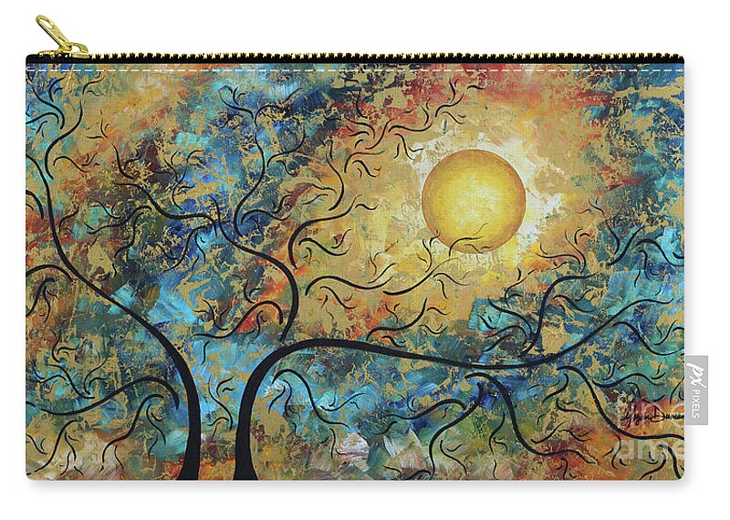 Original Zip Pouch featuring the painting Original MADART Metallic Gold Abstract Landscape Moon Painting BREATHTAKING by Megan Duncanson by Megan Aroon