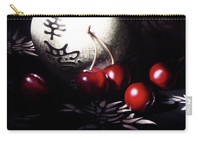 Oriental Zip Pouch featuring the pastel Ornamental Cherries by Dianna Ponting