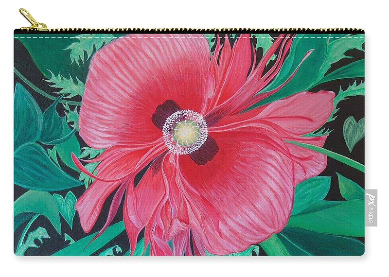 Aimee Mouw Zip Pouch featuring the painting Ornamental Poppy by Aimee Mouw