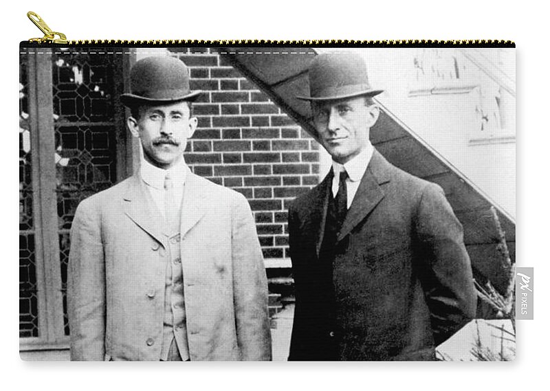 Wright Brothers Zip Pouch featuring the photograph Orville and Wilbur Wright - 1909 by War Is Hell Store