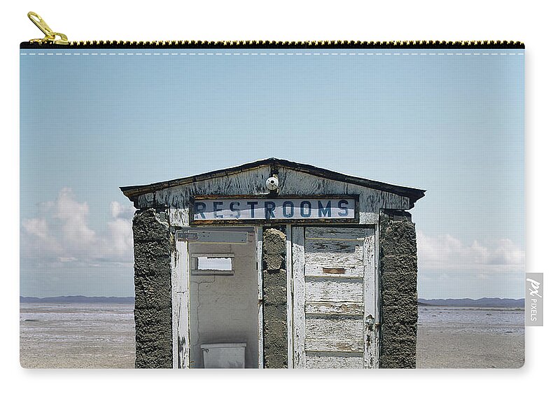Outhouse Zip Pouch featuring the photograph Outhouse On Beach, Close-up by Ed Freeman