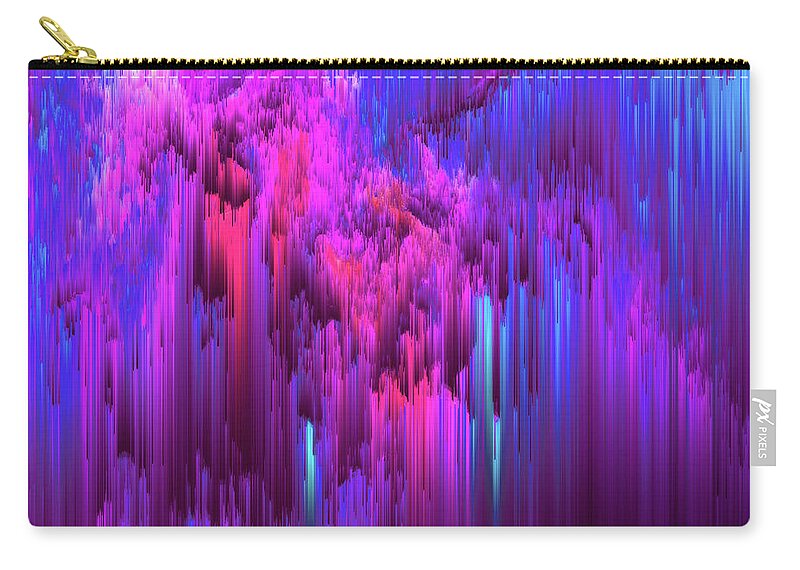 Glitch Zip Pouch featuring the digital art Outrun the Mist - Abstract Glitch Pixel Art by Jennifer Walsh