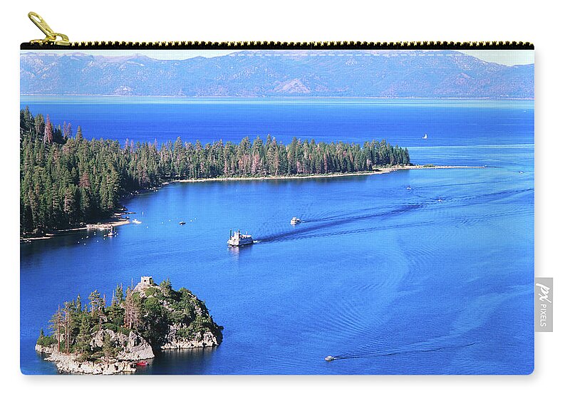 Scenics Zip Pouch featuring the photograph Overhead Of Emerald Bay, Lake Tahoe by Thomas Winz