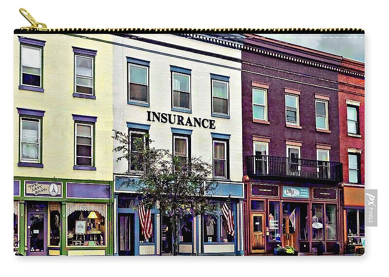 City Zip Pouch featuring the photograph Owego NY - Rainy Evening on Front Street by Susan Savad