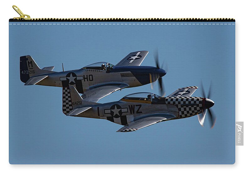 P-51 Mustang Zip Pouch featuring the photograph P-51 Mustangs Helen and Mary by Airpower Art