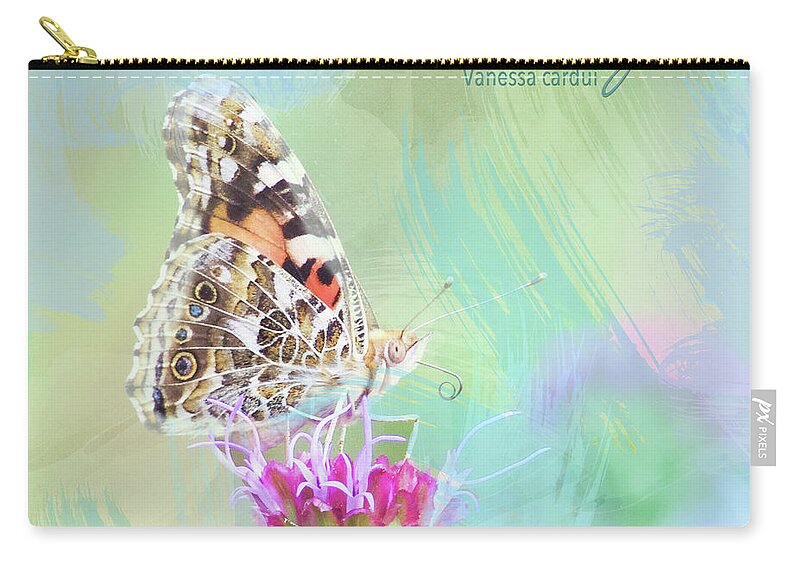 Butterfly Zip Pouch featuring the photograph Painted Lady Watercolor Photo by Hermes Fine Art
