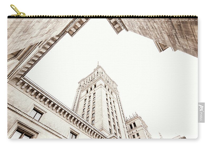 Downtown District Zip Pouch featuring the photograph Palace Of Culture And Science by Jorg Greuel