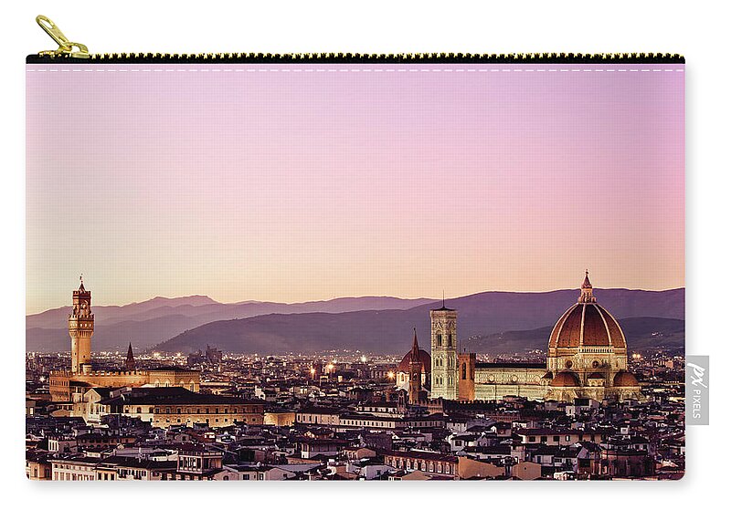 Scenics Zip Pouch featuring the photograph Palazzo Vecchio And Duomo, Florence by Zodebala