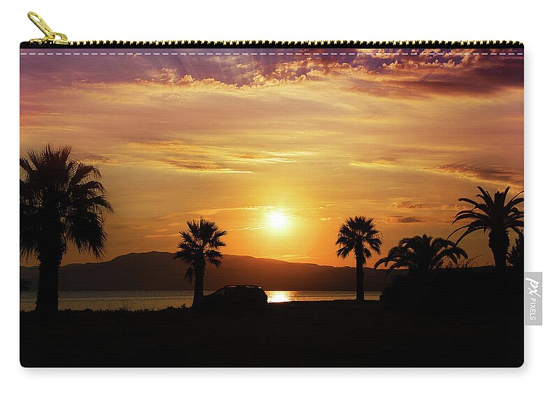 Landscape Zip Pouch featuring the photograph Palm Beach in Greece by Milena Ilieva