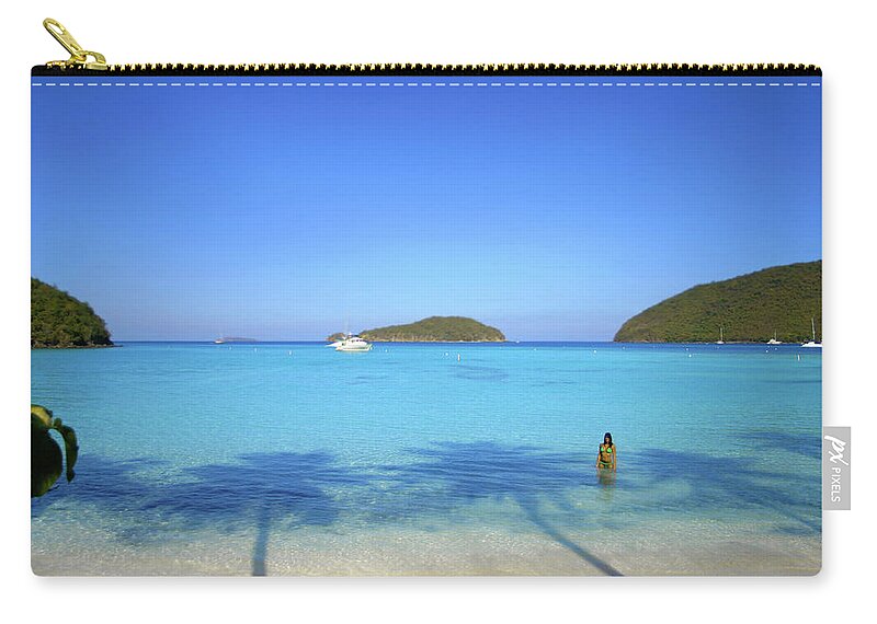 Caribbean Zip Pouch featuring the photograph Palm Shadows on the Atlantic by Climate Change VI - Sales