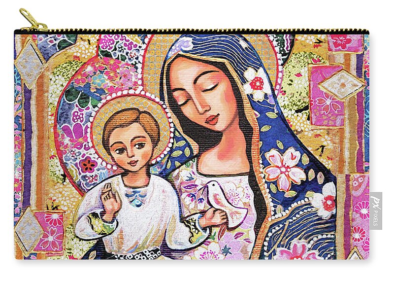 Mother And Child Zip Pouch featuring the painting Panagia Eleousa by Eva Campbell