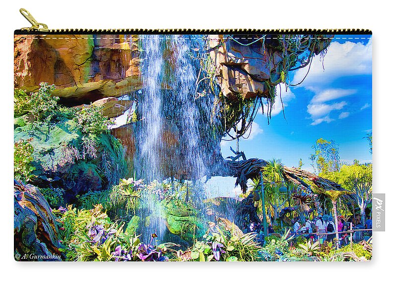Pandora Zip Pouch featuring the photograph Pandora, World of Avatar, Walt Disney World by A Macarthur Gurmankin