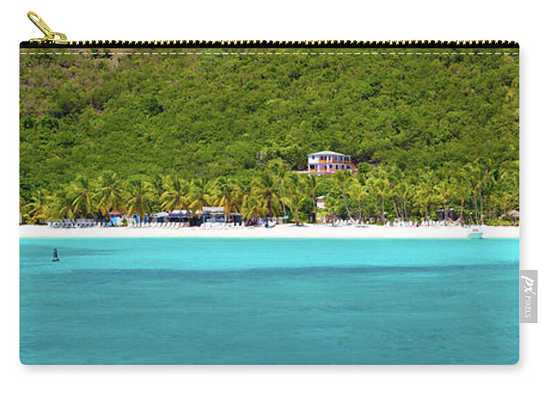 Water's Edge Zip Pouch featuring the photograph Panorama Of White Bay, Jost Van Dyke by Cdwheatley