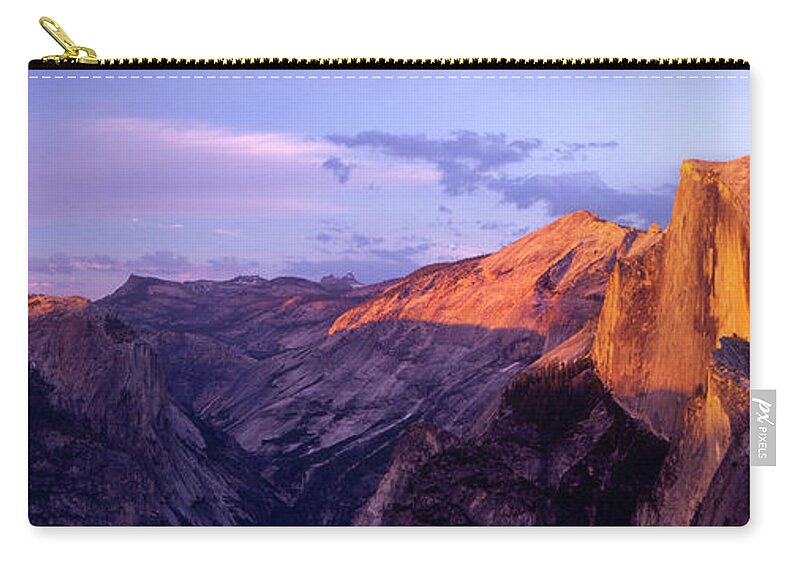 Panoramic Zip Pouch featuring the photograph Panoramic View Of Glacier Point Over A by Kiskamedia