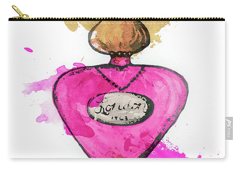 Paris Zip Pouch featuring the painting Paris Perfume Square I by Hakimipour-ritter