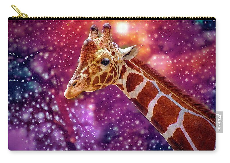 Giraffe Zip Pouch featuring the painting Party Animal Giraffe by Jeanette Mahoney