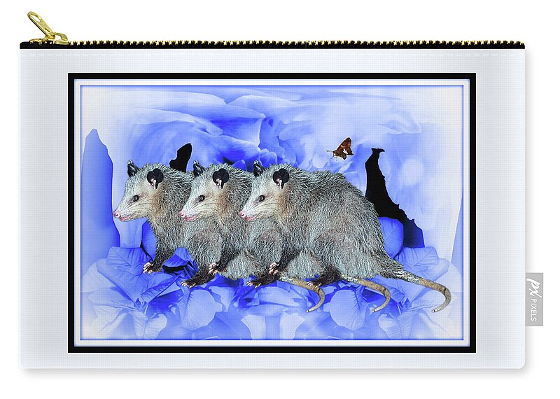 Possums Zip Pouch featuring the digital art Party Of Possums by Constance Lowery