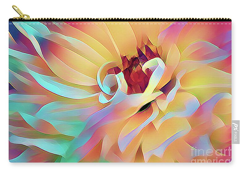 Dahlia Zip Pouch featuring the photograph Party Time Dahlia Abstract by Anita Pollak