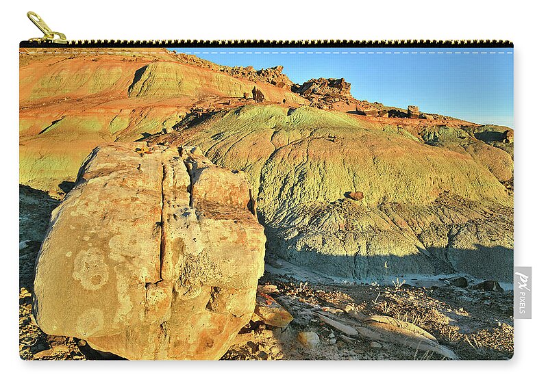 Bentonite Dunes Zip Pouch featuring the photograph Pastel Colored Dunes near Moab Utah by Ray Mathis