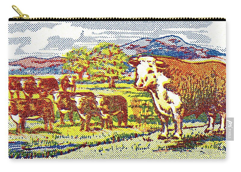 Agriculture Zip Pouch featuring the drawing Pasture by CSA Images