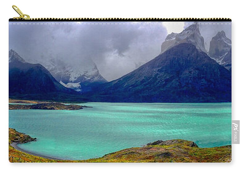 Home Zip Pouch featuring the photograph Patagonia Glacial Lake by Richard Gehlbach