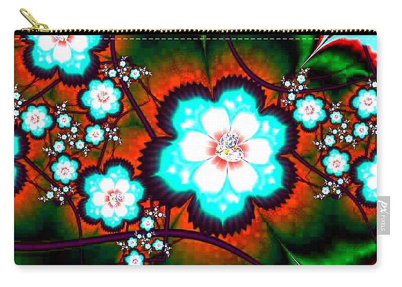 Patch Zip Pouch featuring the digital art Patch - Nature - Flower Diamonds Fall-24dp by Scott S Baker