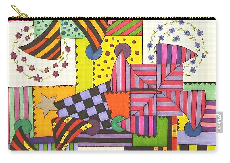  Zip Pouch featuring the mixed media Patchwork by SarahJo Hawes