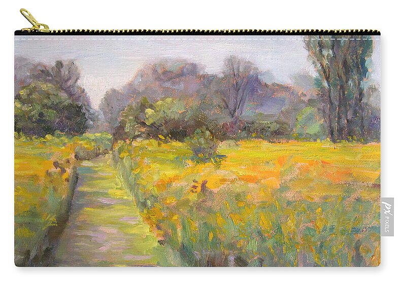 Sky Zip Pouch featuring the painting Path in the Prairie by Robie Benve